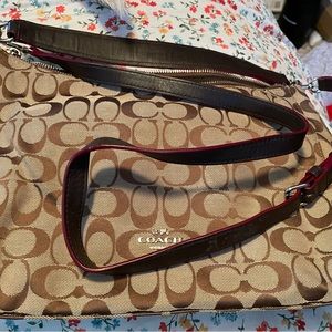 Brown Coach purse with double straps